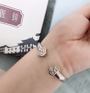 追银族 匠铸 999纯银 手镯 银镯子