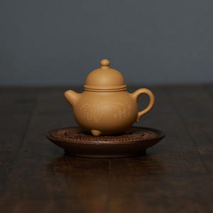 三足掇球240ml原矿段泥匠人谭青手工紫砂壶宜兴紫砂茶壶