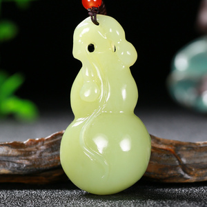 高密特细新疆黄玉若羌和田玉挂件葫芦和田玉黄玉吊坠一生有福玉器
