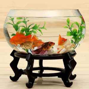 玻璃鱼缸圆形透明大号办公室创意客厅裸缸桌面龟缸玻璃鼓缸金鱼缸