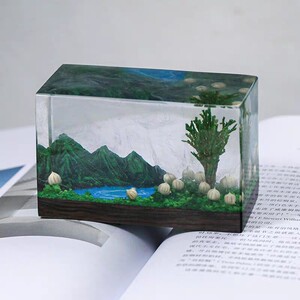 滴胶山水风景摆件镇纸定做滴胶成品摆件