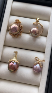 巴洛克珍珠吊坠天然淡水爱迪生怪色炫彩异型星月造型太阳花梨花头