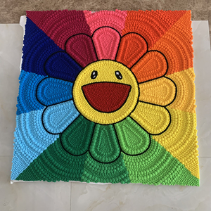 村上隆太阳花毛球壁挂装饰画地毯成品1米宽