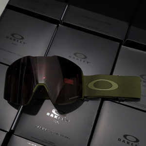 欧克利滑雪雪镜极速l码黑褐色镜片军绿色带子 【现货】oakl