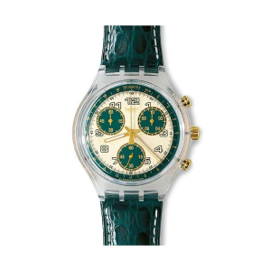订金swatch 绿熊猫 三眼 稀有款 中古绝版老表
