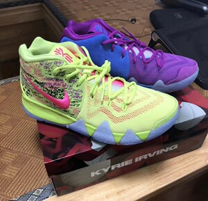 残誓cx淘宝nike kyrie 4 耐克欧文4代首发黄紫鸳鸯配色篮球鞋0人
