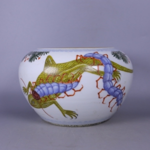 吴寿祺作品高档湖南醴陵瓷闻名秉忠文房水盂 1280包邮