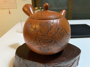 日本进口常滑烧 二代北龙 源氏兜雕刻800ml大型急须 茶壶