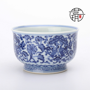 藏希堂鱼藻纹风水缸杯120cc景德镇手绘青花品茗杯主人杯茶杯茶器
