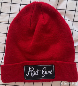 H&M红色针织帽毛线帽休闲帽滑雪帽翻边帽子  买了很久没戴过