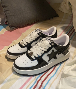 bapesta黑白漆皮 bape球鞋 板鞋 af1