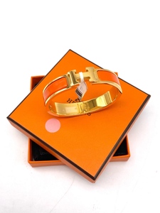 【全新】 hermes爱马仕 橙金珐琅手镯