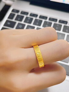 周大福足金au999麻将戒指黄金纯金新款礼物