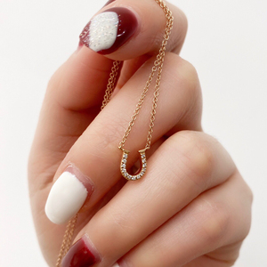 99新 蒂芙尼tiffany马蹄玫瑰金钻石项链 mini号