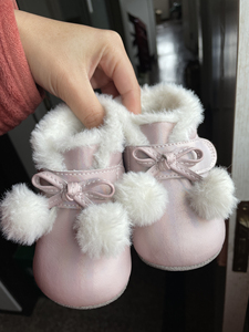戴维贝拉婴儿步前鞋女宝宝鞋子加绒秋冬软底鞋，18码，就周岁穿