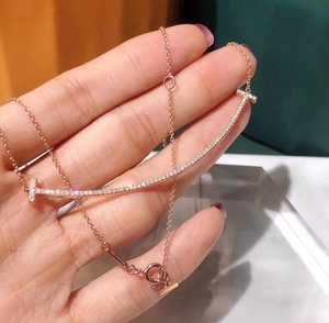 tf18k玫瑰金笑脸项链女款