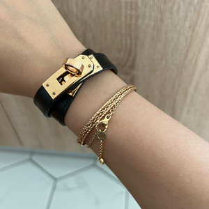 爱马仕hermes皮手环kelly手环黑金手镯