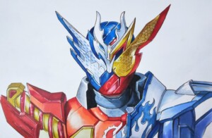 手绘假面骑士build金兔银龙形态,a4尺寸.接受定制,定制