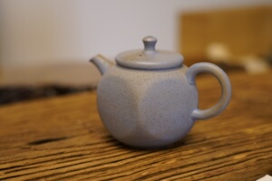 日本常滑烧    甚秋 马未都九宫壶匠人之一 蓝色皲裂  六