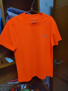 李宁夏天跑步户外运动短袖 荧光橙色
