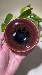 建盏柴烧黄上兴红鹧鸪平口全手工主人杯品茗杯新品低价转让