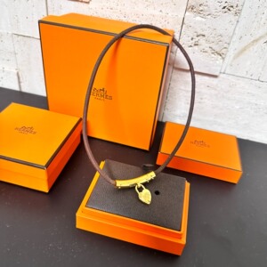 98新hermes项链vintage爱马仕爱心项圈可做手链皮