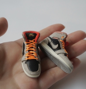 1/6 1/6 aj 脏灰橙(皮料手工缝制)1/6兵人鞋子