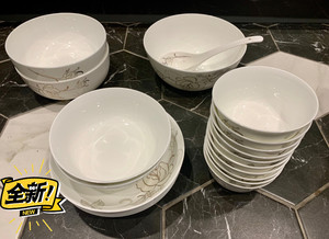 唐山高级骨瓷皓宁套装奢华金色餐具,家用无铅中式礼盒碗碟盘骨瓷