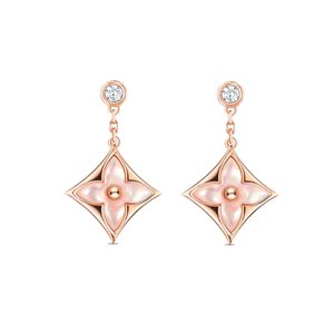 【99新】路易威登lv女士耳钉玫瑰金粉色贝母女款耳环