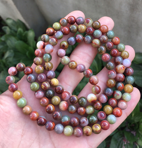 原矿包浆料盐源玛瑙手串项链佛珠108颗粉紫蓝橙黄绿红多色