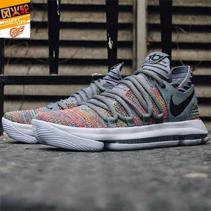 kd10杜兰特十代灰彩虹篮球鞋 支持各大平台验货鉴定没穿打过