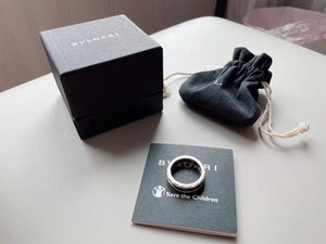 正品宝格丽bvlgari小红人慈善戒指925银黑陶瓷男女同款