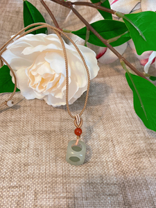 和田玉相思子骰子玉玲珑项链锁骨链