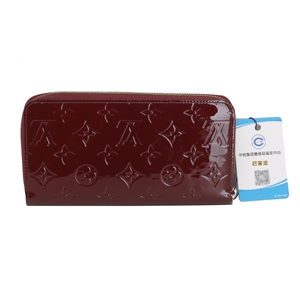 0新]路易威登lv女士漆皮酒红色钱包