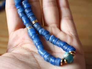 我要当玩家#清代老琉璃珠 蓝色蜻蜓眼老琉璃手串 合浦生坑尺