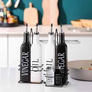 创意黑白套装玻璃油瓶 餐桌调味酱油醋瓶厨房用品油壶500ml调味瓶