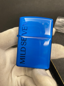 全新zippo柔和七星悬赏机,镀蓝钛77双面树脂镶嵌薄贴片工艺