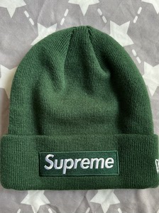 supreme new era 联名款 墨绿色 针织帽绒线帽