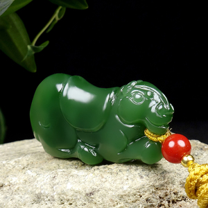 2玉雕大师崔照乐和田玉碧玉细腻油润马上有钱挂件吊坠22.06克