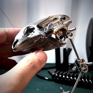 甲鱼头骨不锈钢头骨机械艺术装置