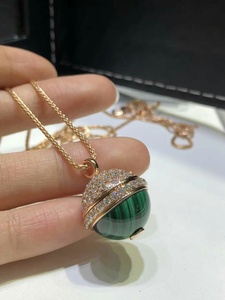 【18k金款】全新原厂专柜版伯爵时来运转地球仪项链孔雀石满钻