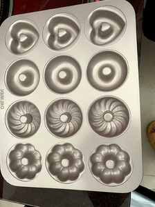 工作室出学厨12连杯圆形四色花型甜甜圈蛋糕模具
