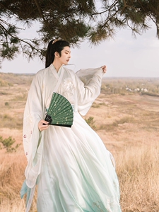 宴山亭原创汉服【青帝复刻】 男女情侣款刺绣大袖交领齐胸齐腰裙