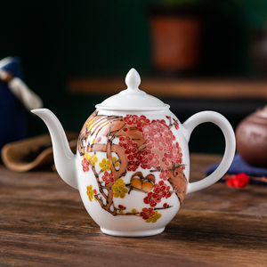 【收藏升值】著名中国陶瓷艺术大师朱占平 手绘迎春茶壶茶具送礼