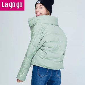 Lagogo拉谷谷冬季新款时尚简约长袖羽绒服立领短款女加厚面