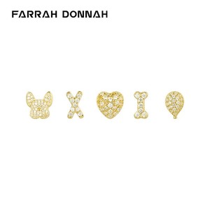 Farrah Donnah法斗时尚原创925银镶晶钻组合耳钉