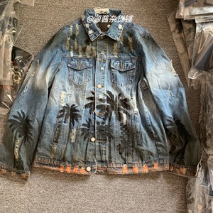amiri 18as 椰树渲染破坏牛仔夹克外套