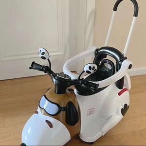 好乐美儿童电动摩托车三轮车轻便手推车小孩充电婴宝宝可坐玩具车