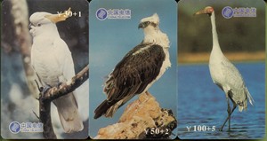 福建电信IP卡FJ-IP-6珍稀鸟类，一套3全10元。(本物