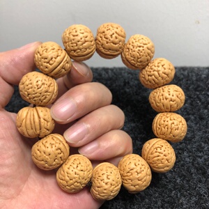 天然野生原色桃胡 矮桩苹果园脑纹桃核手串 一串14颗 尺寸2